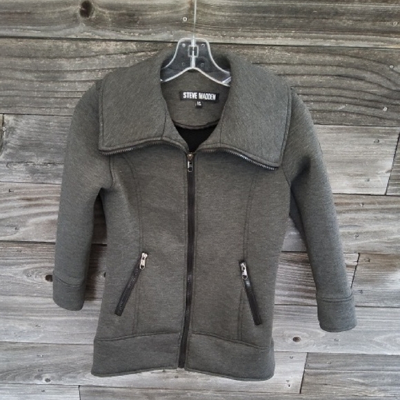 Steve Madden Charcoal Zip-Up Jacket Size Small Petite 7/8 - Picture 1 of 9